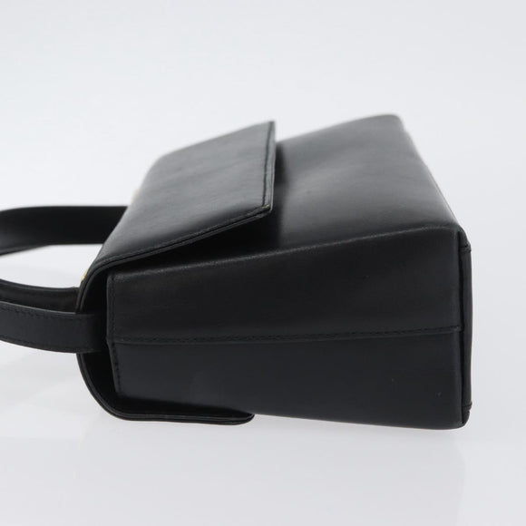 Salvatore Ferragamo Hand Bag Leather 2way Black Gold Auth LNZ457
