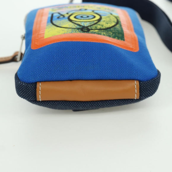 LOEWE Nekzakje Canvas Blauw Zilver Auth LNZ470M