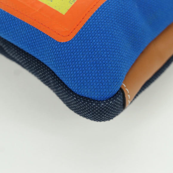 LOEWE Nekzakje Canvas Blauw Zilver Auth LNZ470M