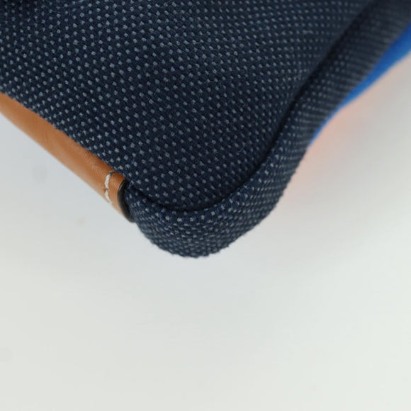 LOEWE Nekzakje Canvas Blauw Zilver Auth LNZ470M