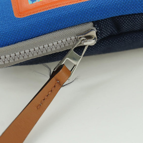 LOEWE Nekzakje Canvas Blauw Zilver Auth LNZ470M