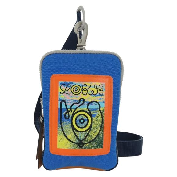 LOEWE Nekzakje Canvas Blauw Zilver Auth LNZ470M