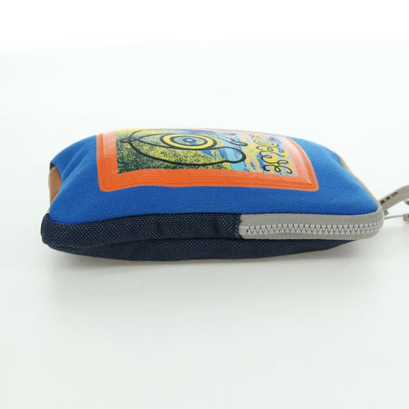 LOEWE Nekzakje Canvas Blauw Zilver Auth LNZ470M