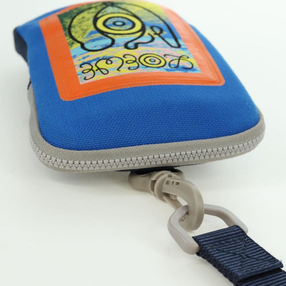 LOEWE Nekzakje Canvas Blauw Zilver Auth LNZ470M