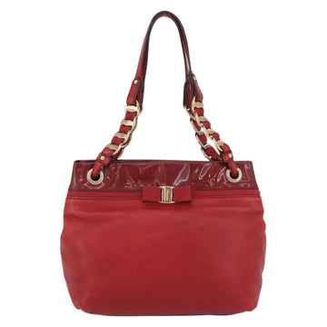 Salvatore Ferragamo Vala Tote Bag Leather Red Gold Auth LNZ476 - 0