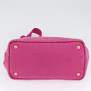 PRADA Canapa PM Hand Bag Canvas 2way Pink Gold Auth LNZ478-11