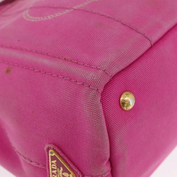 PRADA Canapa PM Hand Bag Canvas 2way Pink Gold Auth LNZ478
