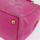 PRADA Canapa PM Hand Bag Canvas 2way Pink Gold Auth LNZ478-13