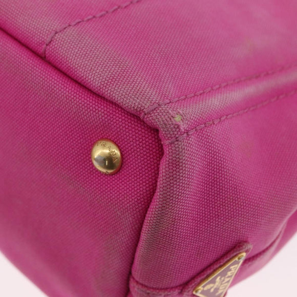 PRADA Canapa PM Hand Bag Canvas 2way Pink Gold Auth LNZ478