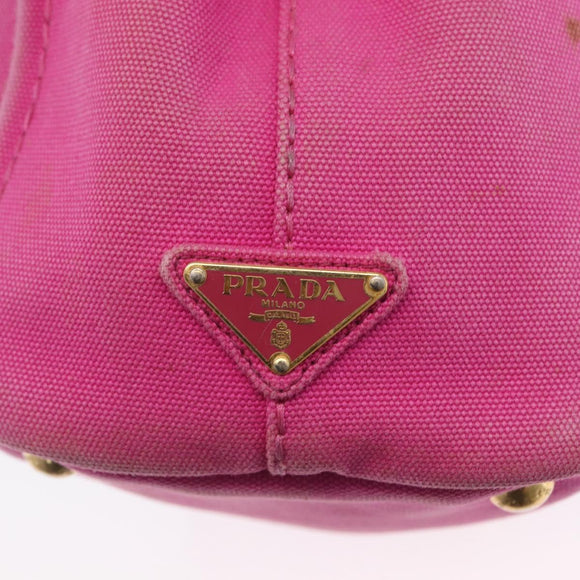 PRADA Canapa PM Hand Bag Canvas 2way Pink Gold Auth LNZ478