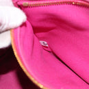 PRADA Canapa PM Hand Bag Canvas 2way Pink Gold Auth LNZ478-24