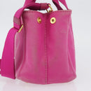 PRADA Canapa PM Hand Bag Canvas 2way Pink Gold Auth LNZ478-4