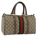 GUCCI GG Supreme Web Sherry Line Boston Bag PVC Beige Gold 58 02 007 Auth LNZ480-1