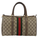 GUCCI GG Supreme Web Sherry Line Boston Bag PVC Beige Gold 58 02 007 Auth LNZ480-2