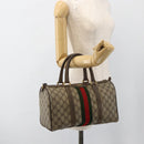 GUCCI GG Supreme Web Sherry Line Boston Bag PVC Beige Gold 58 02 007 Auth LNZ480-23