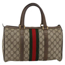 GUCCI GG Supreme Web Sherry Line Boston Bag PVC Beige Gold 58 02 007 Auth LNZ480-3