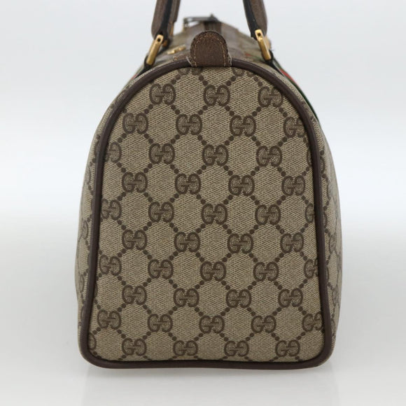 GUCCI GG Supreme Web Sherry Line Boston Bag PVC Beige Gold 58 02 007 Auth LNZ480