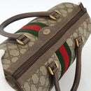 GUCCI GG Supreme Web Sherry Line Boston Bag PVC Beige Gold 58 02 007 Auth LNZ480-6