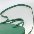 CELINE Hand Bag Leather 2way Green Gold Auth LNZ486-14