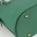 CELINE Hand Bag Leather 2way Green Gold Auth LNZ486-16