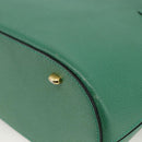 CELINE Hand Bag Leather 2way Green Gold Auth LNZ486-17