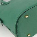 CELINE Hand Bag Leather 2way Green Gold Auth LNZ486-10