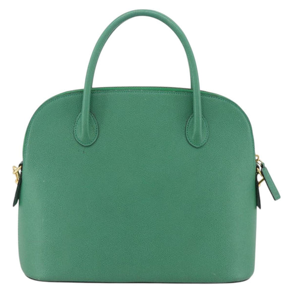 CELINE Hand Bag Leather 2way Green Gold Auth LNZ486