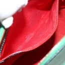 CELINE Hand Bag Leather 2way Green Gold Auth LNZ486-23