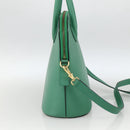 CELINE Hand Bag Leather 2way Green Gold Auth LNZ486-3