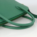 CELINE Hand Bag Leather 2way Green Gold Auth LNZ486-7