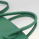 CELINE Hand Bag Leather 2way Green Gold Auth LNZ486-8