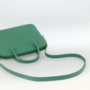 CELINE Hand Bag Leather 2way Green Gold Auth LNZ486-9