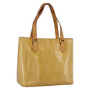 LOUIS VUITTON Monogram Vernis Houston Hand Bag Beige M91004 LV Auth LNZ488-1