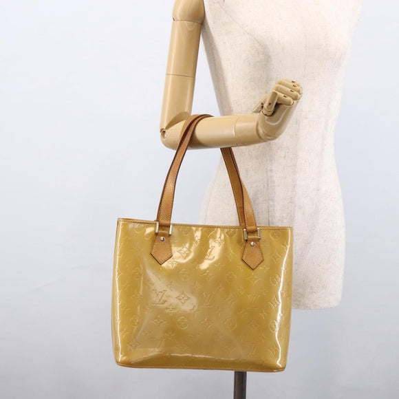 LOUIS VUITTON Monogram Vernis Houston Hand Bag Beige M91004 LV Auth LNZ488