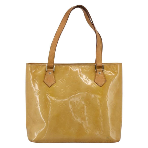 LOUIS VUITTON Monogram Vernis Houston Hand Bag Beige M91004 LV Auth LNZ488