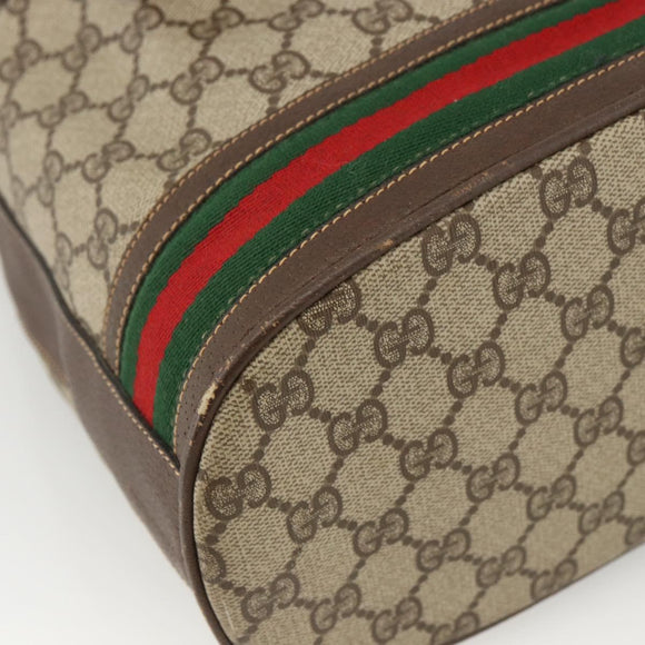 GUCCI GG Supreme Web Sherry Line Bag PVC Beige Gold 001 115 0933 Auth LNZ505