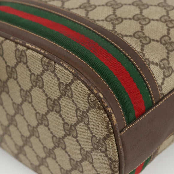 GUCCI GG Supreme Web Sherry Line Bag PVC Beige Gold 001 115 0933 Auth LNZ505