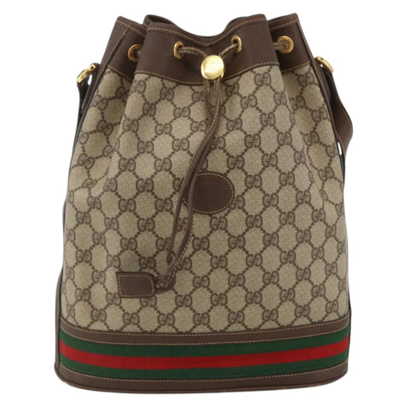 GUCCI GG Supreme Web Sherry Line Bag PVC Beige Gold 001 115 0933 Auth LNZ505