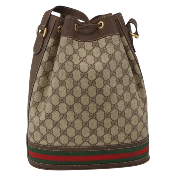 GUCCI GG Supreme Web Sherry Line Bag PVC Beige Gold 001 115 0933 Auth LNZ505
