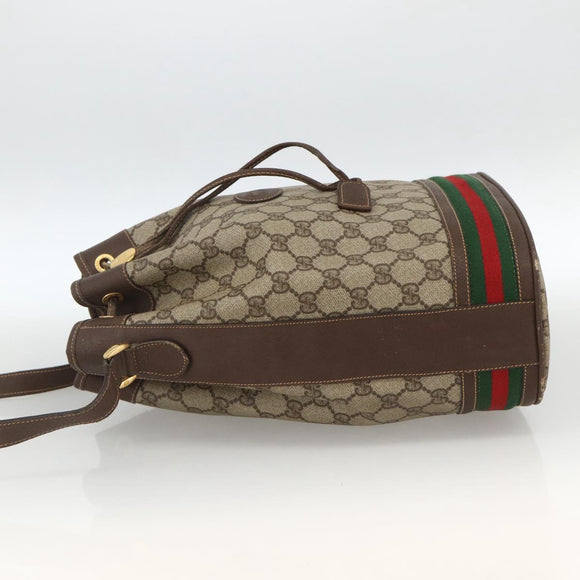 GUCCI GG Supreme Web Sherry Line Bag PVC Beige Gold 001 115 0933 Auth LNZ505