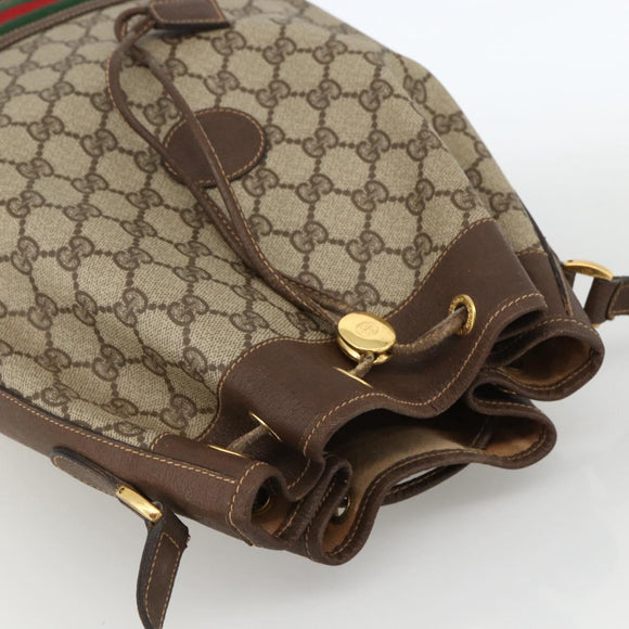 GUCCI GG Supreme Web Sherry Line Bag PVC Beige Gold 001 115 0933 Auth LNZ505