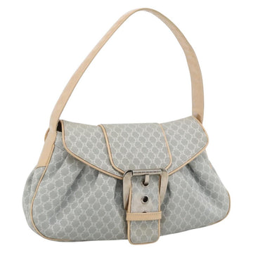 CELINE C Macadam Canvas Shoulder Bag Light Blue Silver Auth LNZ508V