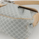 CELINE C Macadam Canvas Shoulder Bag Light Blue Silver Auth LNZ508V-9