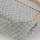 CELINE C Macadam Canvas Shoulder Bag Light Blue Silver Auth LNZ508V-15
