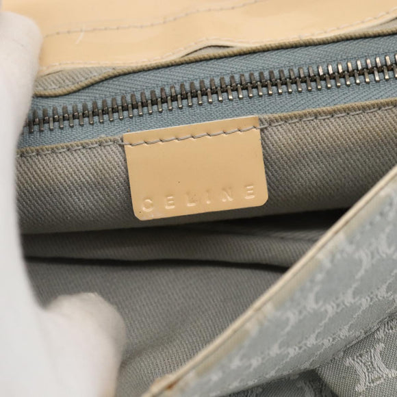 CELINE C Macadam Canvas Shoulder Bag Light Blue Silver Auth LNZ508V
