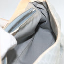 CELINE C Macadam Canvas Shoulder Bag Light Blue Silver Auth LNZ508V-19