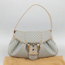CELINE C Macadam Canvas Shoulder Bag Light Blue Silver Auth LNZ508V-12