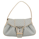 CELINE C Macadam Canvas Shoulder Bag Light Blue Silver Auth LNZ508V-13