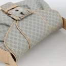 CELINE C Macadam Canvas Shoulder Bag Light Blue Silver Auth LNZ508V-6