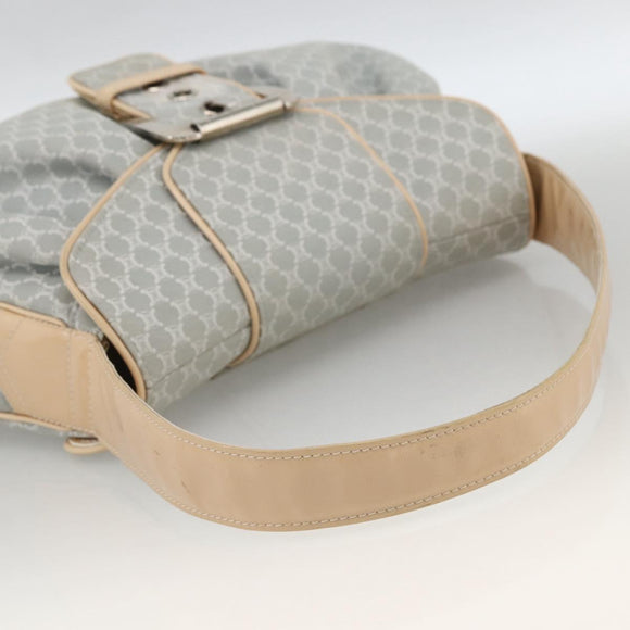 CELINE C Macadam Canvas Shoulder Bag Light Blue Silver Auth LNZ508V